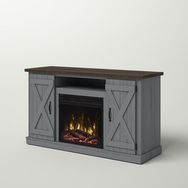 FarmHouse Rustic Grey/Espresso TV Entertainment Electric Fireplace - Free Shipping