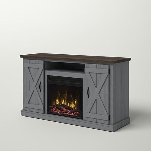 FarmHouse Rustic Grey/Espresso TV Entertainment Electric Fireplace - Free Shipping