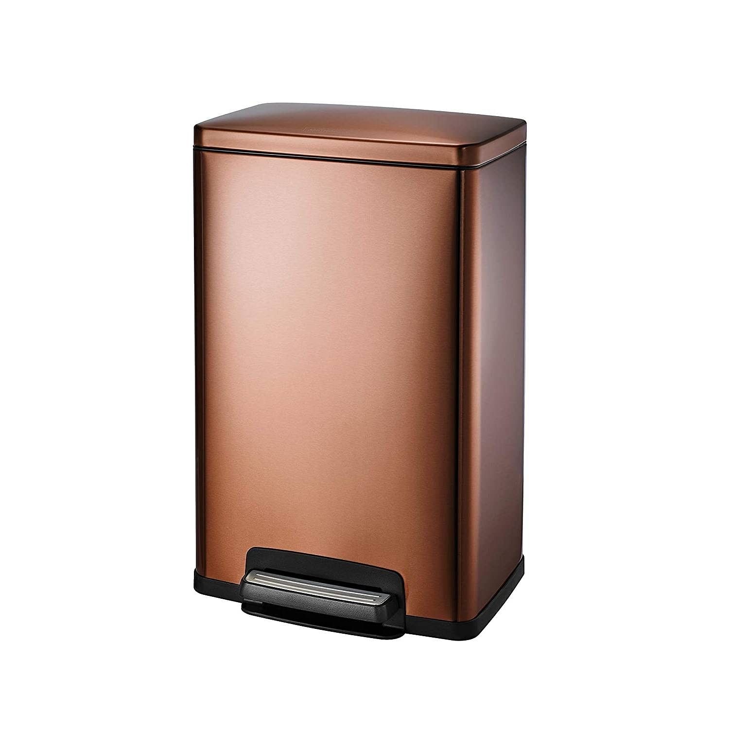 Stainless Steel 13-Gallon Kitchen Trash Can with Step Lid in Copper Bronze - Free Shipping