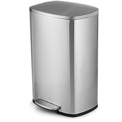 13-Gallon Modern Stainless Steel Kitchen Trash Can with Foot Step Pedal Design - Free Shipping