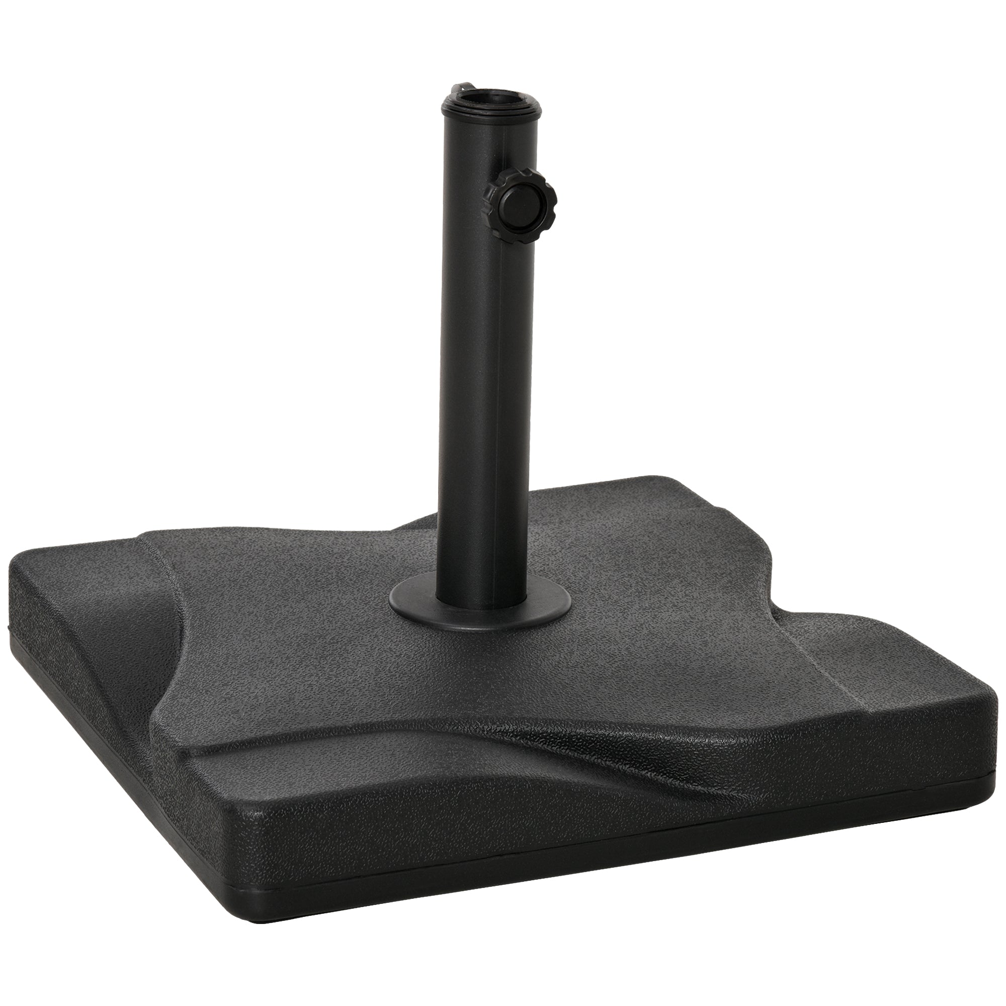 Outsunny Square Solidity: Cement Parasol Base, Outdoor Garden Patio Umbrella Stand Holder, Fits Φ32mm Φ38mm Φ48mm Pole, Black Finish