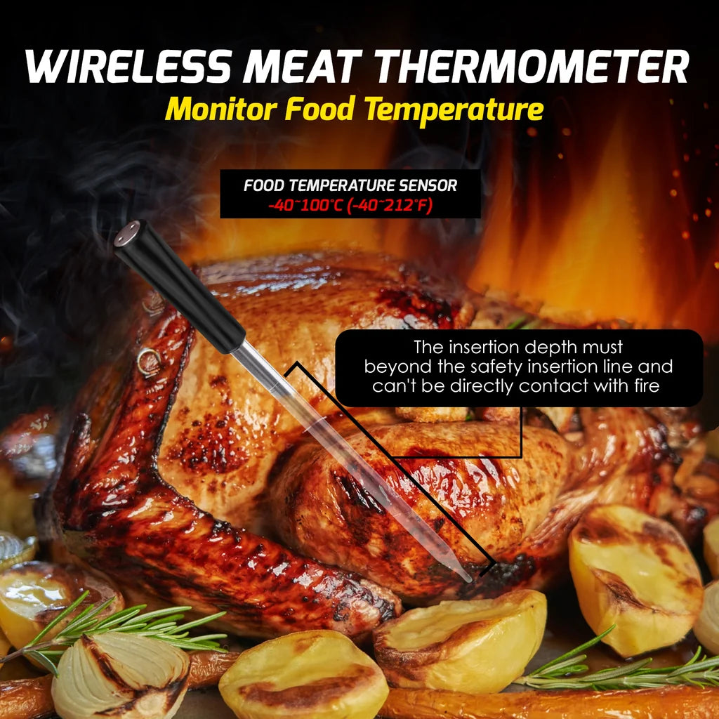 Wireless Bluetooth Meat Thermometer with App, 165 ft Remote Range for BBQ, Grill, Smoker & Oven
