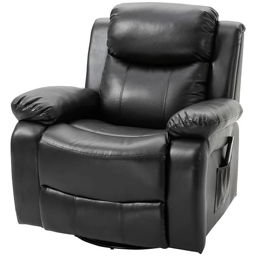 Adjustable Black Faux Leather Remote Massage Recliner Chair w/ Footrest - Free Shipping