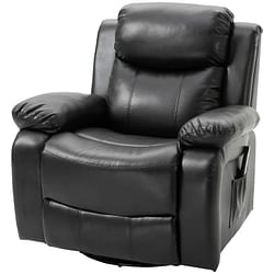 Adjustable Black Faux Leather Remote Massage Recliner Chair w/ Footrest - Free Shipping