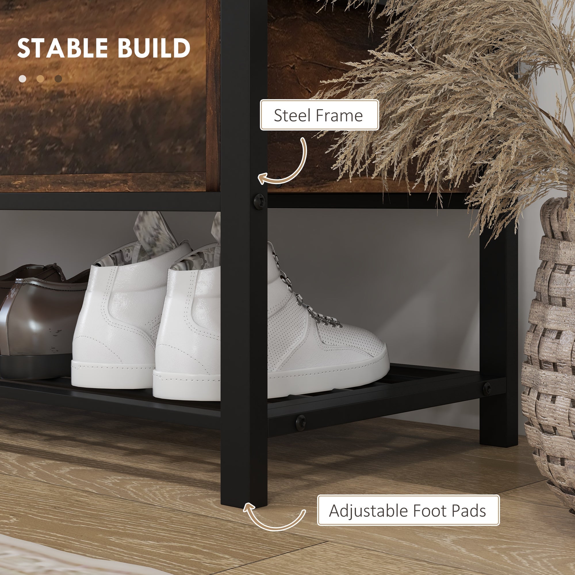 HOMCOM Upholstered Flip Top Shoe Bench: Hallway Storage Seat for 3 Pairs with Hidden Compartment Design