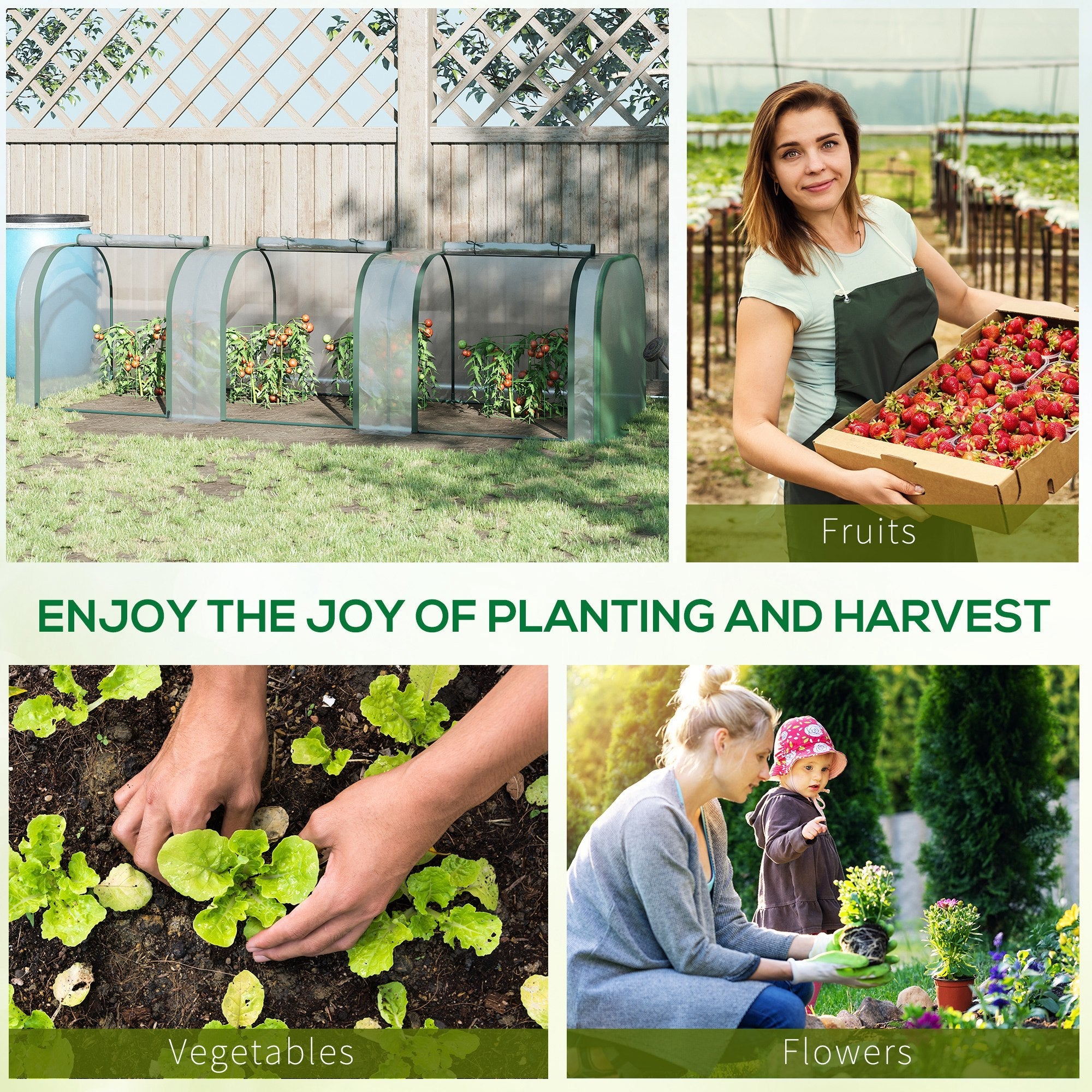 Outsunny Portable Mini Tunnel Greenhouse 10' x 3' x 2.5' with 3 Zipped Doors Clear Easy Assembly