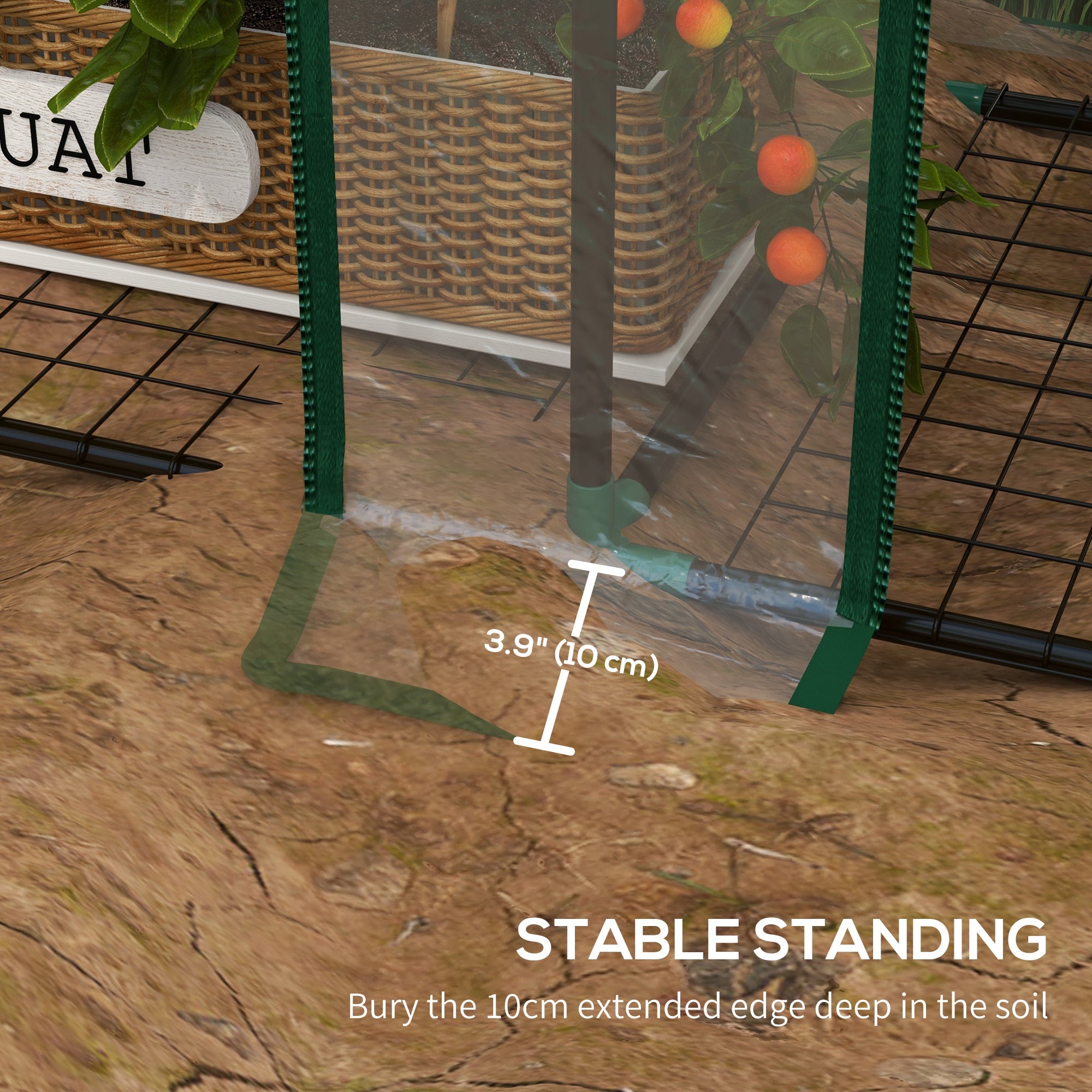 Outsunny Portable Mini Greenhouse Green House with 3 Tier Shelves, Reinforced Cover, Roll-up Doors, 56.3" x 18.1" x 59.4"