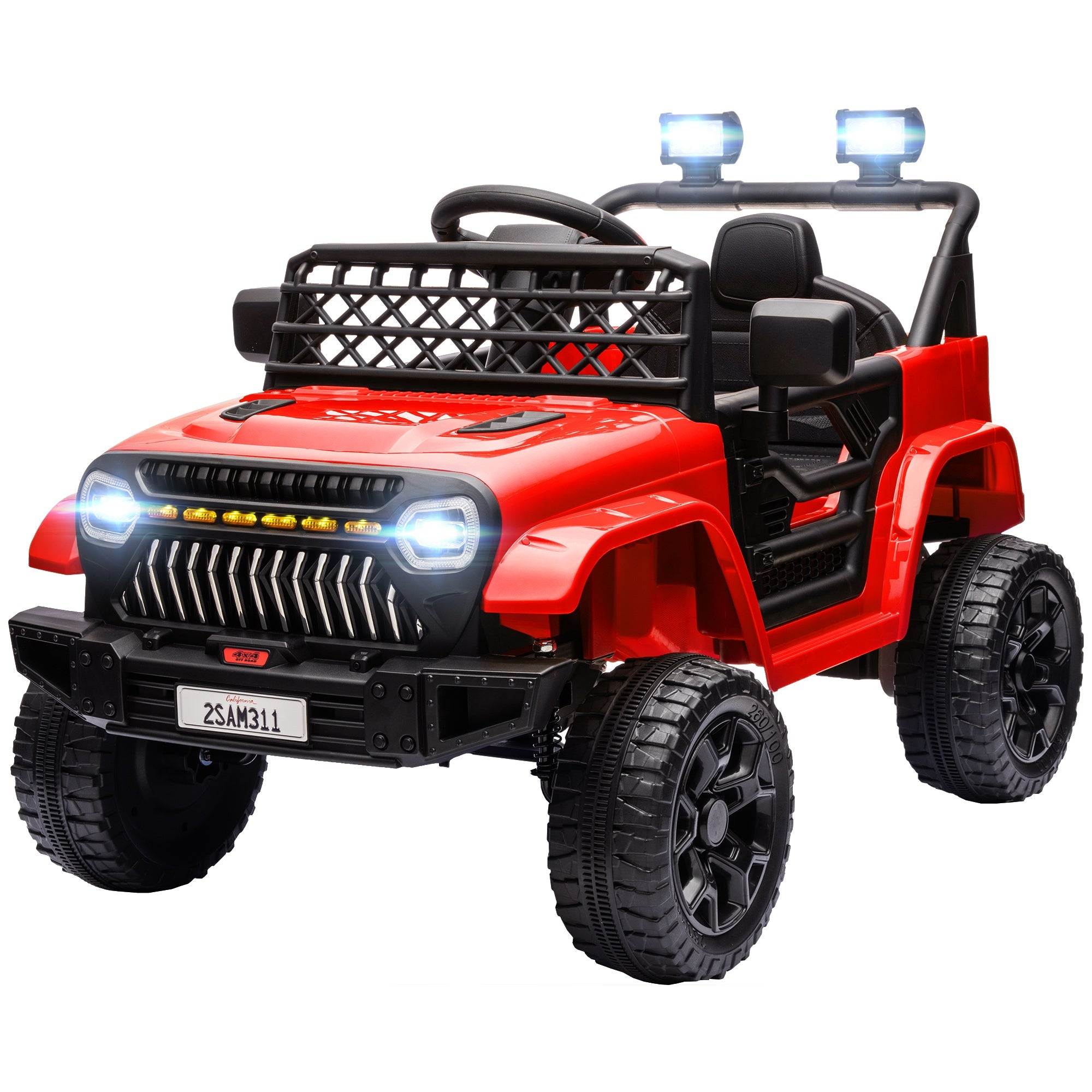 Qaba 12V Ride on Truck, Electric Car for Kids with Remote Control, Suspension, 3 Speeds, USB Music Headlights, Red