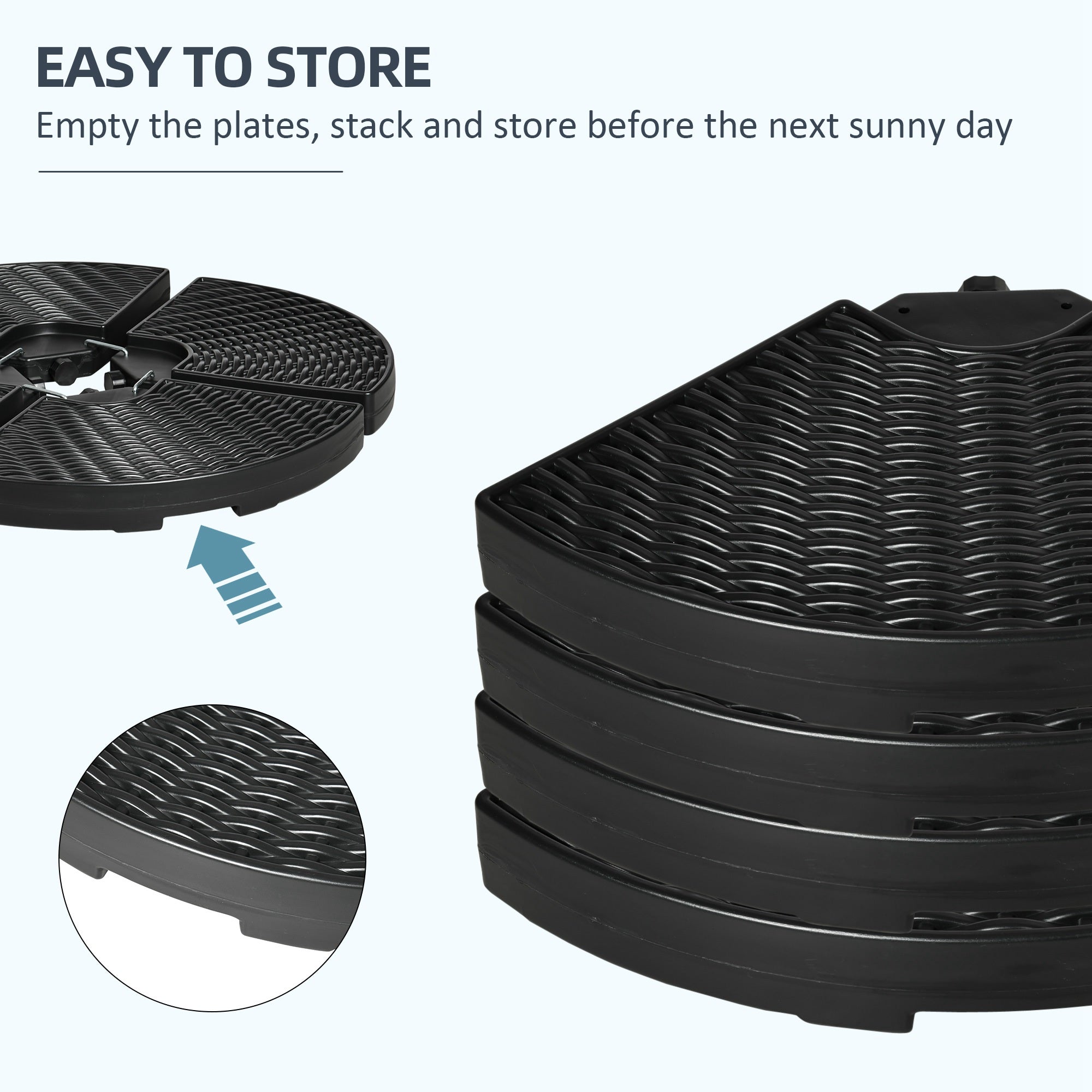 Outsunny Cantilever Umbrella Base Weights 4PCs Wicker Effect HDPE Water Sand Filled with Handles