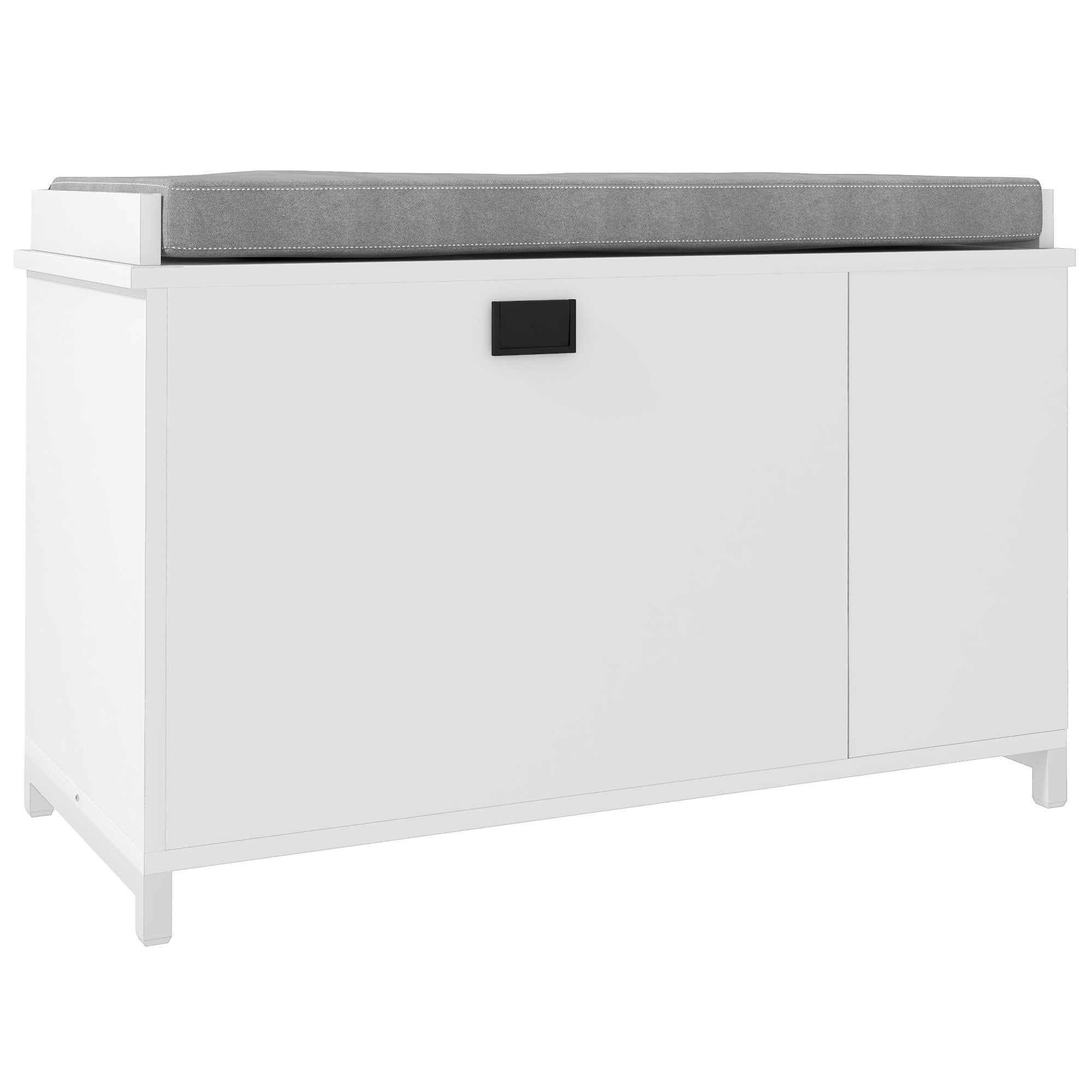 HOMCOM Hallway Bench with Shoe Storage Seat White Upholstered Flip Drawer Side Rack for 6 Pairs