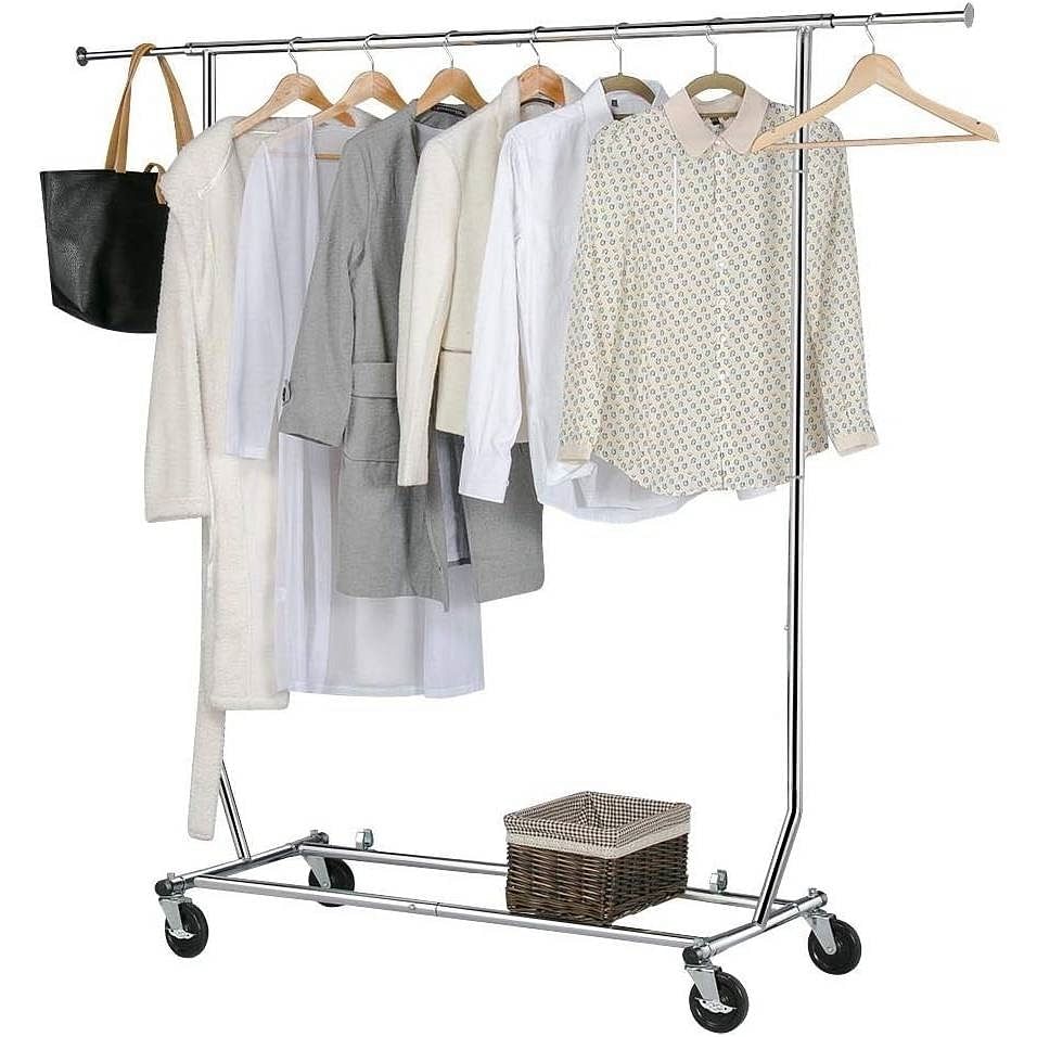 Heavy Duty Clothing Garment Rack with Locking Swivel Wheels - 250lb Capacity - Free Shipping