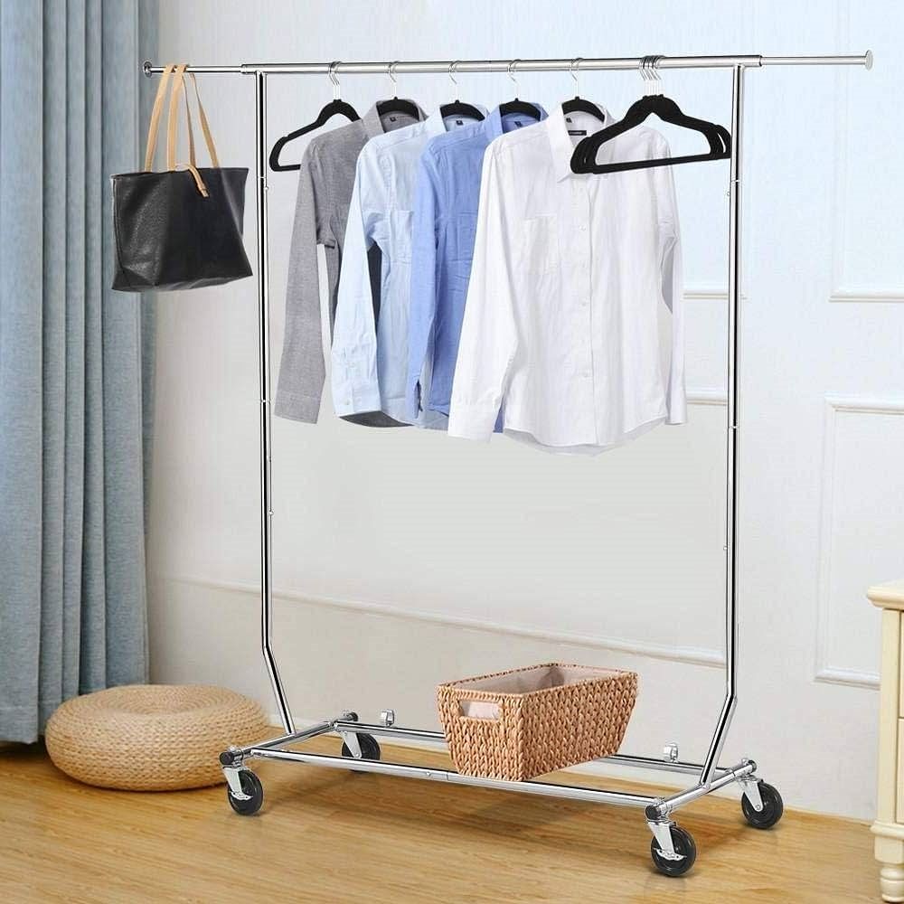 Heavy Duty Clothing Garment Rack with Locking Swivel Wheels - 250lb Capacity - Free Shipping