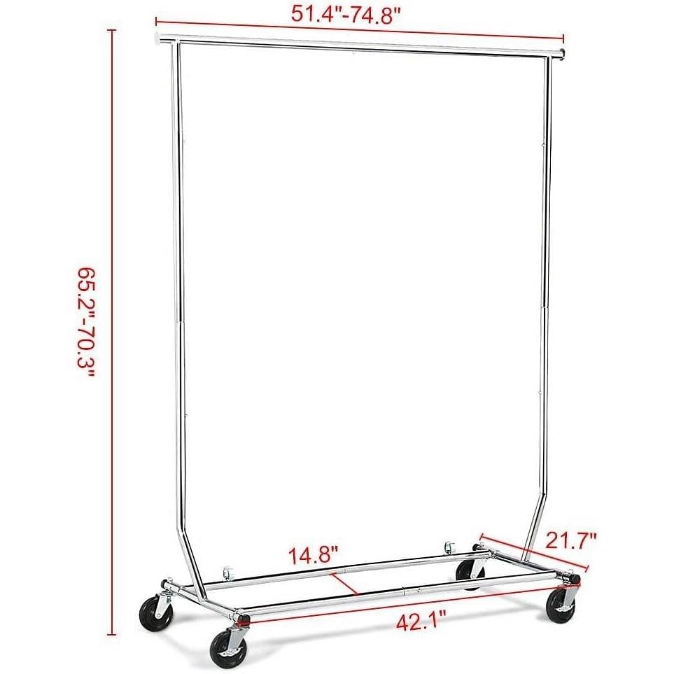 Heavy Duty Clothing Garment Rack with Locking Swivel Wheels - 250lb Capacity - Free Shipping