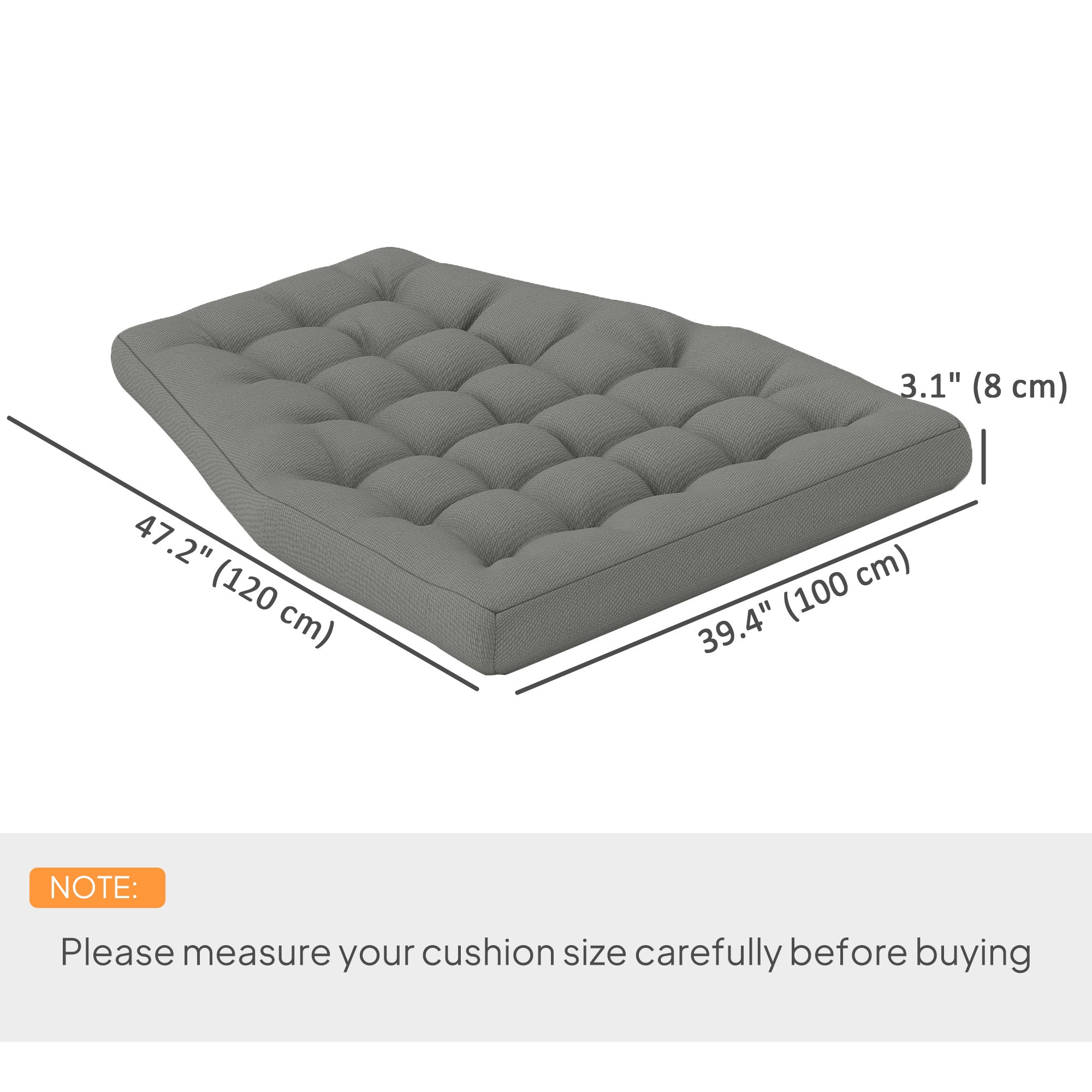Outsunny Outdoor Swing Cushion, Tufted Patio Cushion Replacement for Garden Chair Egg Chair, Indoor Outdoor Seat Cushion, Grey