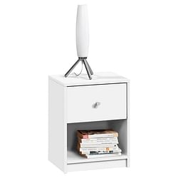 Contemporary 1-Drawer Nightstand with Storage Shelf in White - Free Shipping