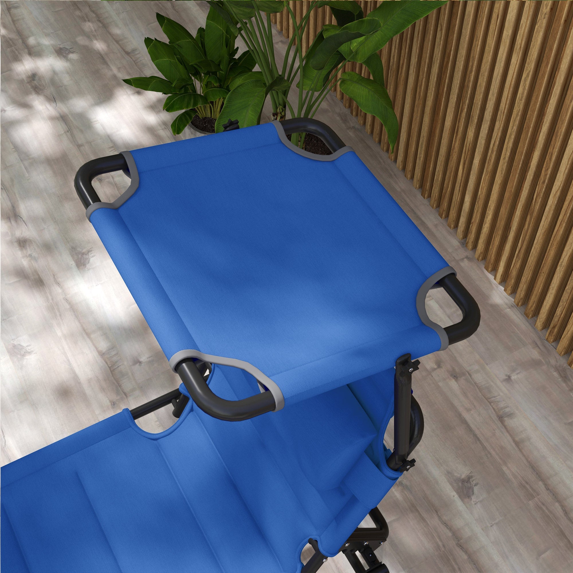 Outsunny Adjustable Folding Chaise Lounge Chair with Sunroof Quick Dry for Patio Blue