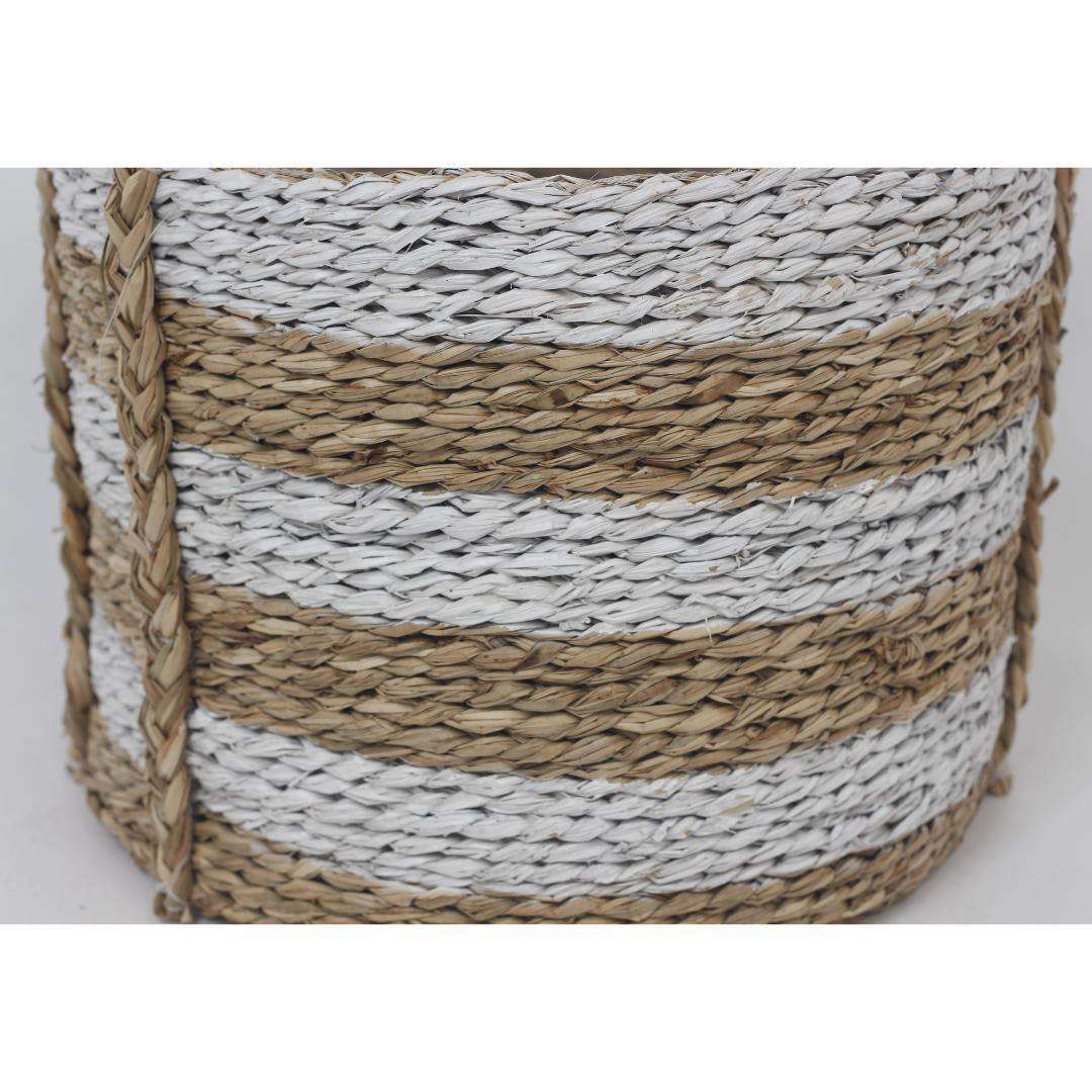 Tom - Seagrass Planter With White Stripes