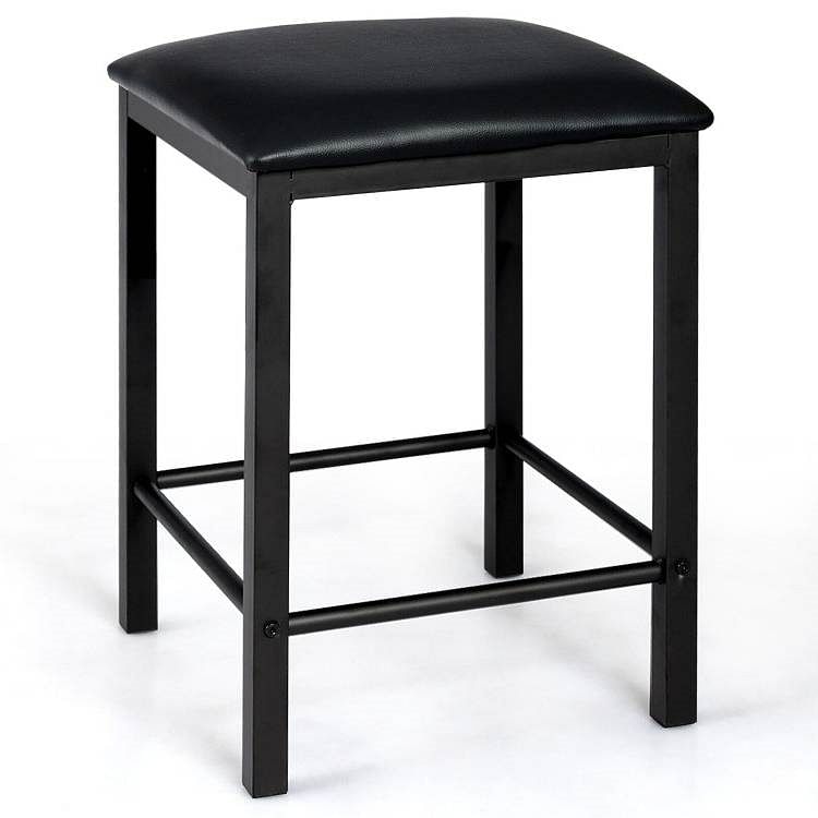 Modern 3-Piece Dining Set Brown Faux Marble Table-Top and 2 Black Chairs Stools - Free Shipping