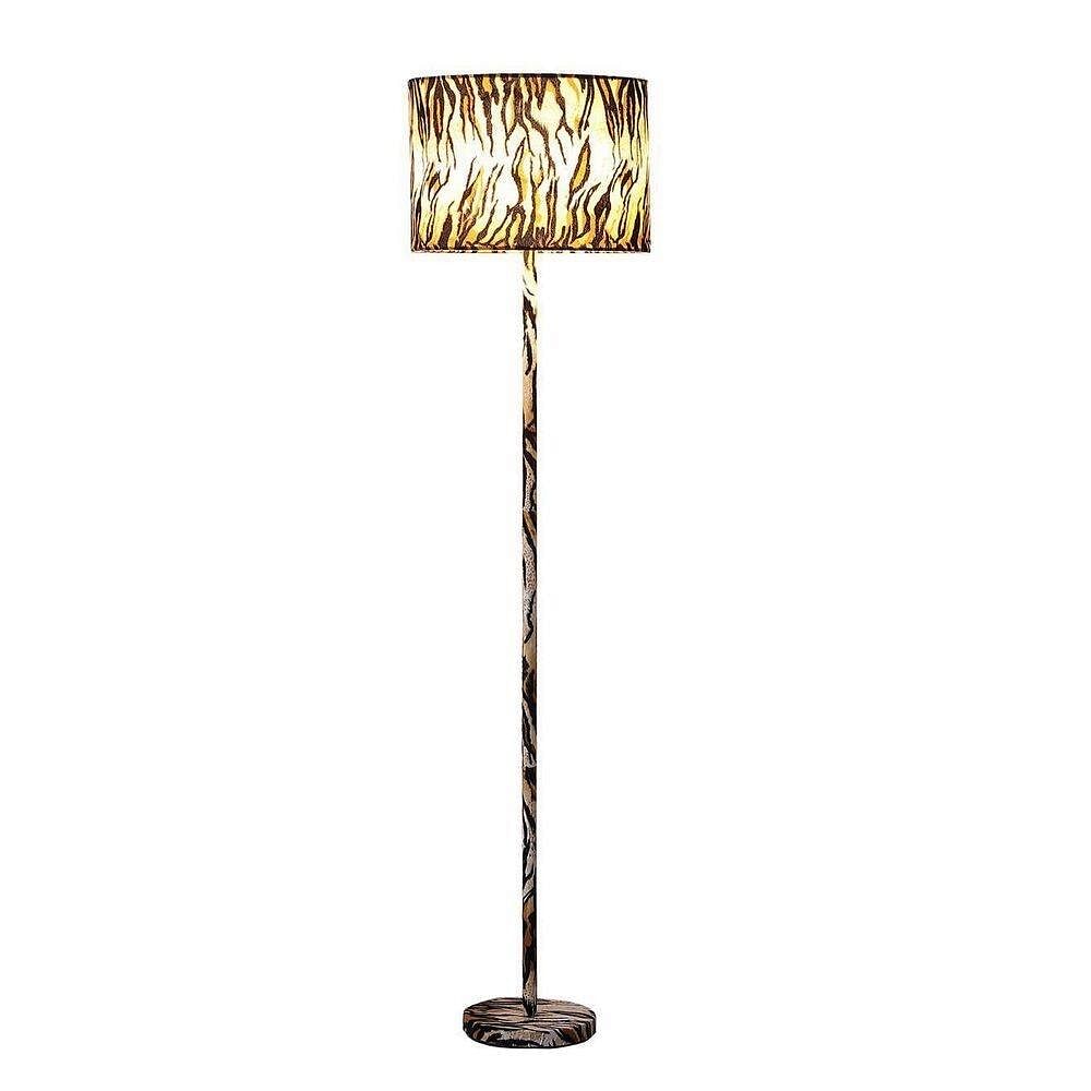 Animal Print Floor Lamp with Tiger Stripe Faux Suede Drum Shade - Free Shipping