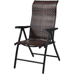 Outdoor/Indoor Folding Patio Chair with Brown Rattan Seat and High Back-Rest - Free Shipping