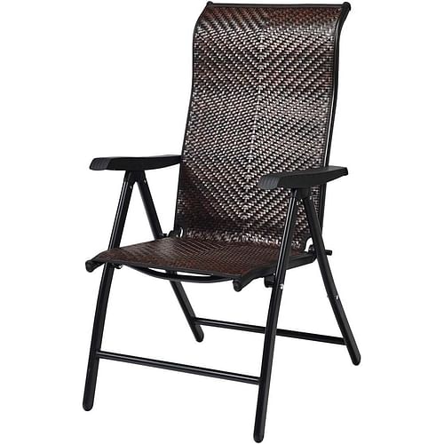 Outdoor/Indoor Folding Patio Chair with Brown Rattan Seat and High Back-Rest - Free Shipping