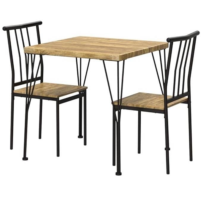 Modern 3-Piece Metal Frame Dining Set with Wood Top Table and 2 Chairs - Free Shipping