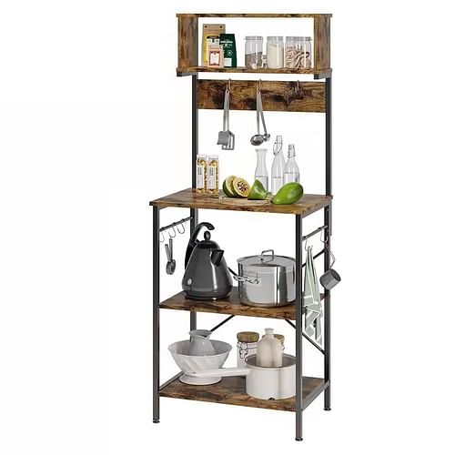 Industrial Modern Kitchen Metal Wood Shelf Bakers Rack Microwave Stand - Free Shipping