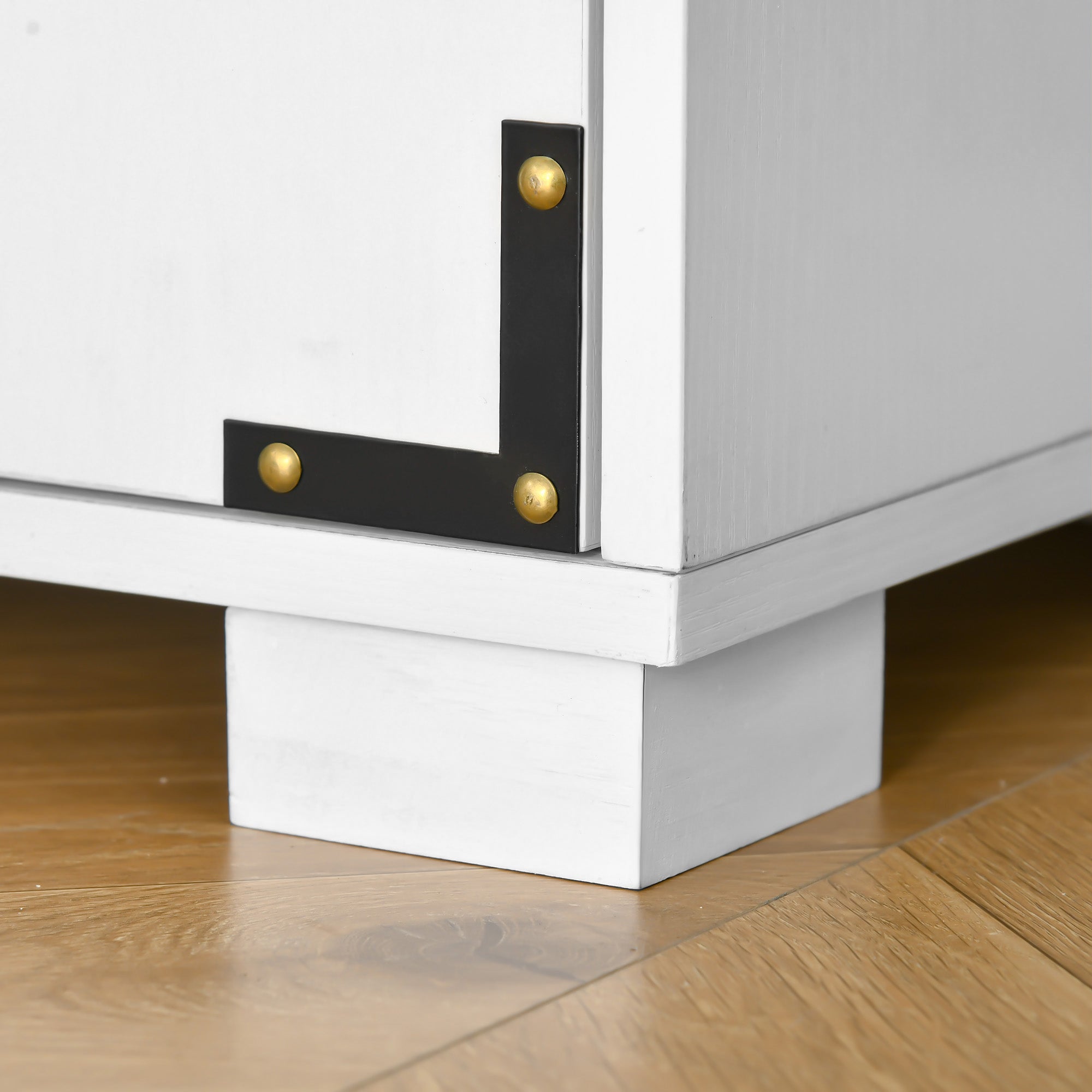 HOMCOM Industrial Pantry Storage Cabinet Kitchen 4 Doors Cupboard Shelves Bedroom Living Room White