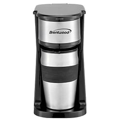 Brentwood Portable Single Serve Coffee Maker with 14oz Travel Mug in Black - Free Shipping