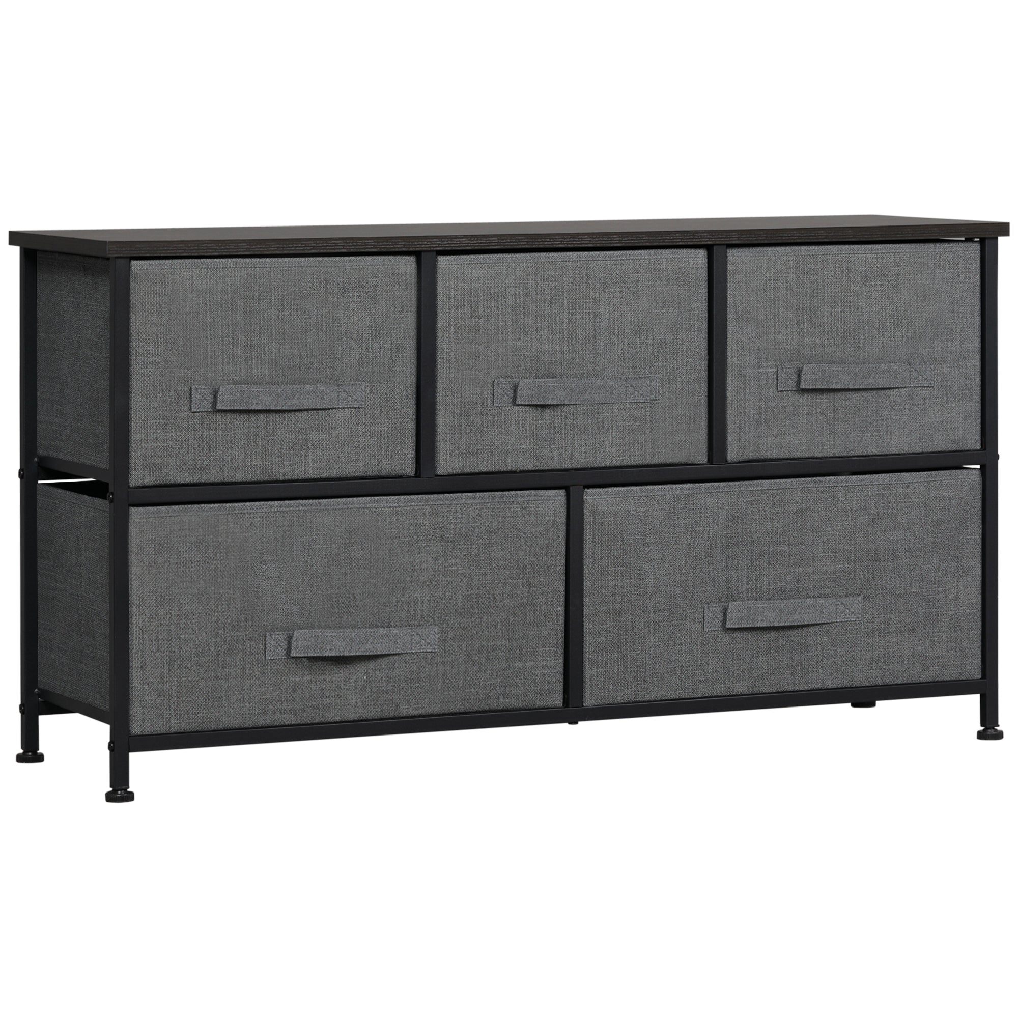 HOMCOM 5-Drawer Linen Storage Tower: Removable Fabric Drawers, Steel Frame for Living Spaces