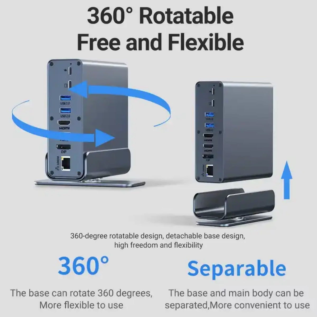 TUTT Docking Station Hub for Laptop Screen Extender | Triple 4K HD Display, 100W PD USB-C | 16-in-1 USB-C V8