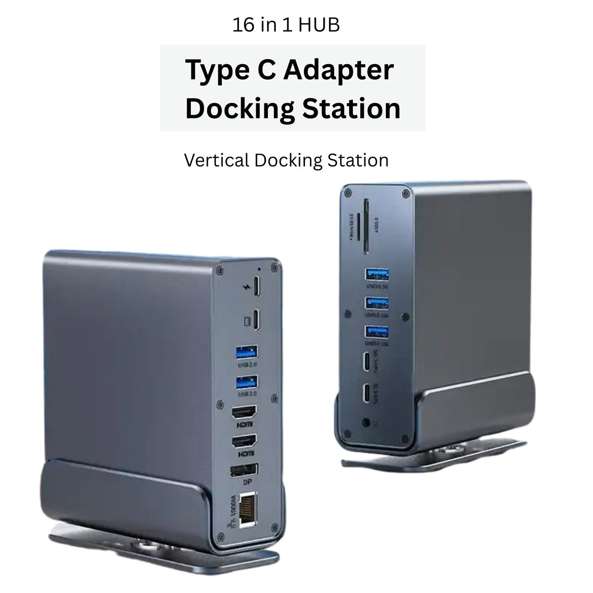 TUTT Docking Station Hub for Laptop Screen Extender | Triple 4K HD Display, 100W PD USB-C | 16-in-1 USB-C V8