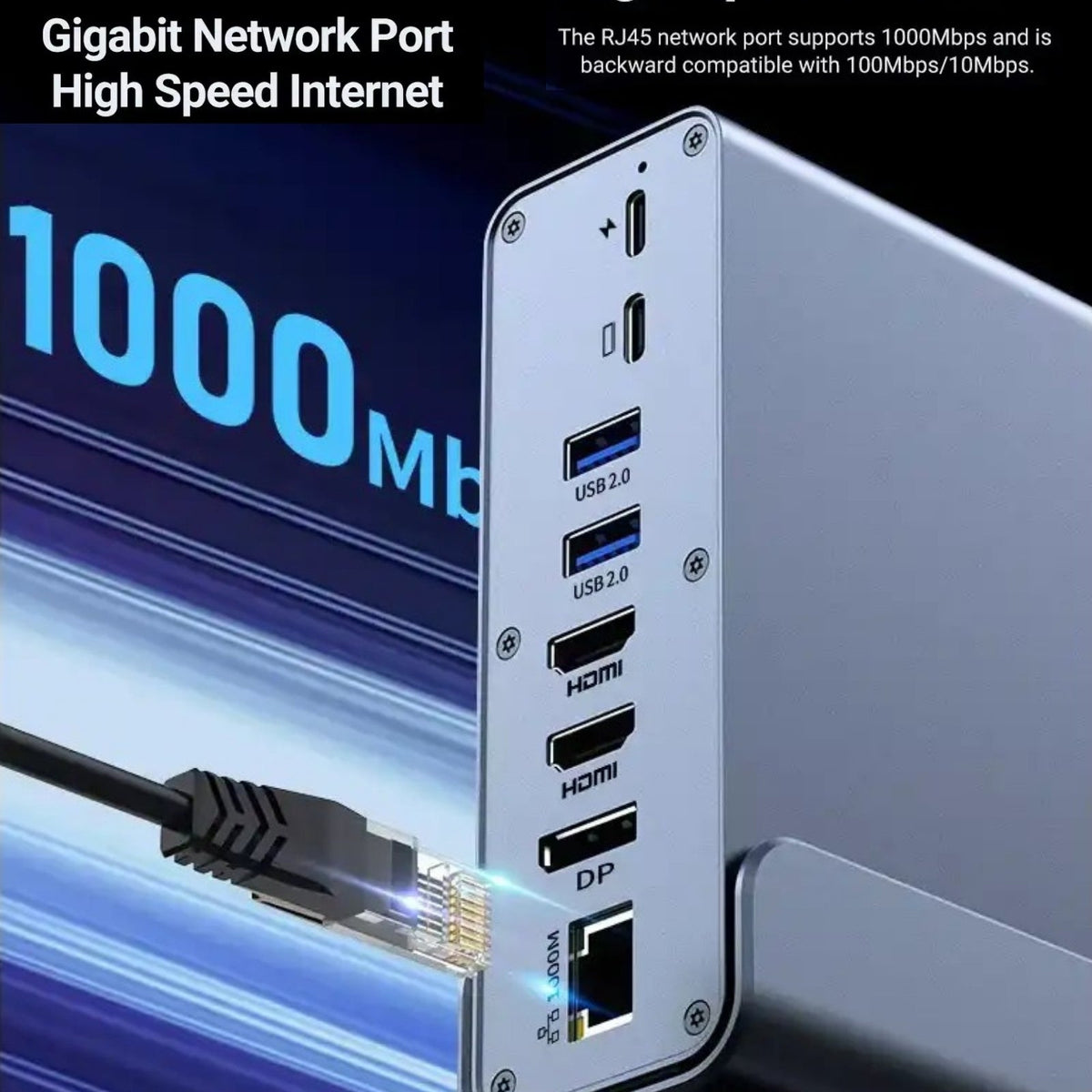 TUTT Docking Station Hub for Laptop Screen Extender | Triple 4K HD Display, 100W PD USB-C | 16-in-1 USB-C V8