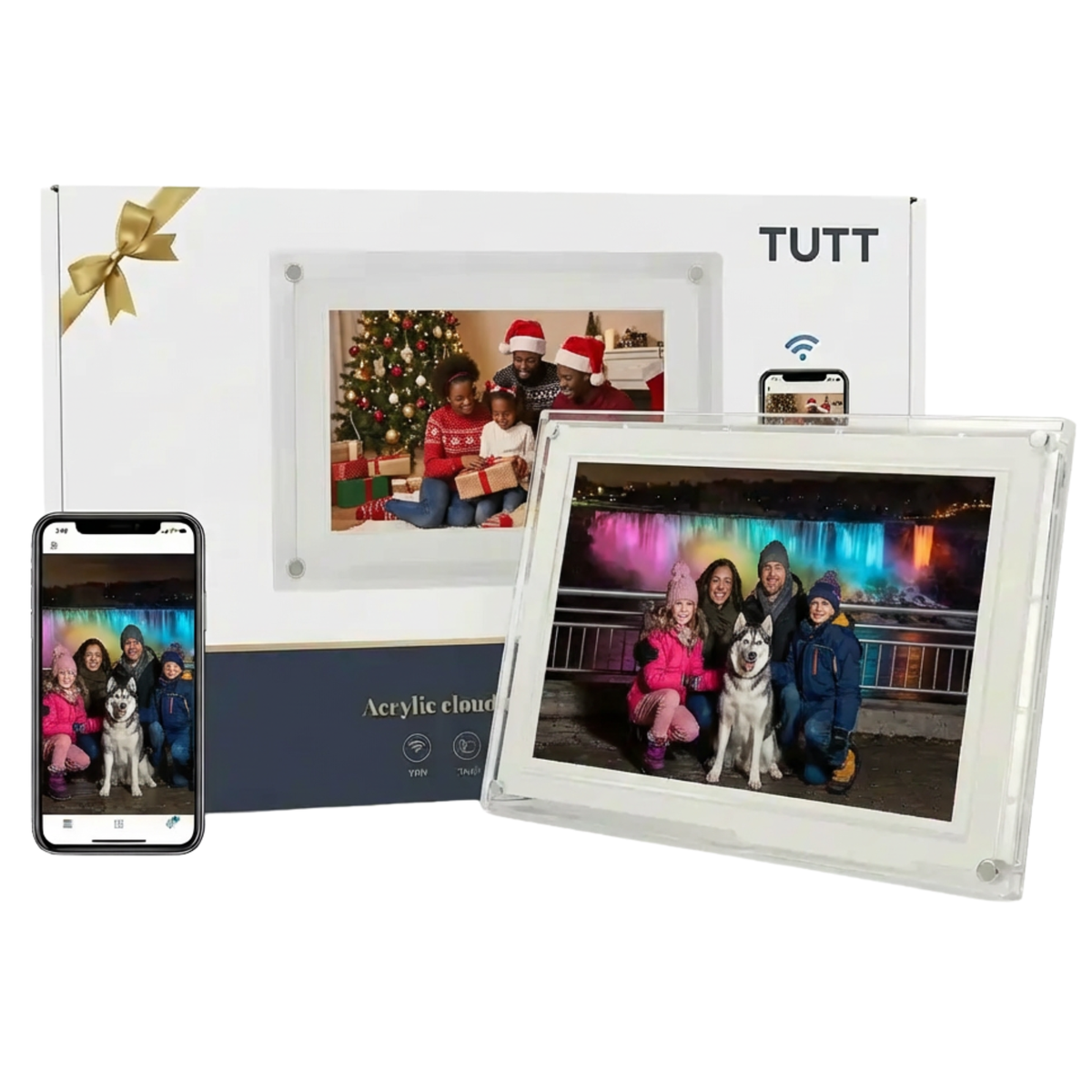 TUTT 10.1" Digital Photo Frame | Acrylic Clear Slim WiFi | IPS Touchscreen | 32GB Built-In Storage | Frameo App