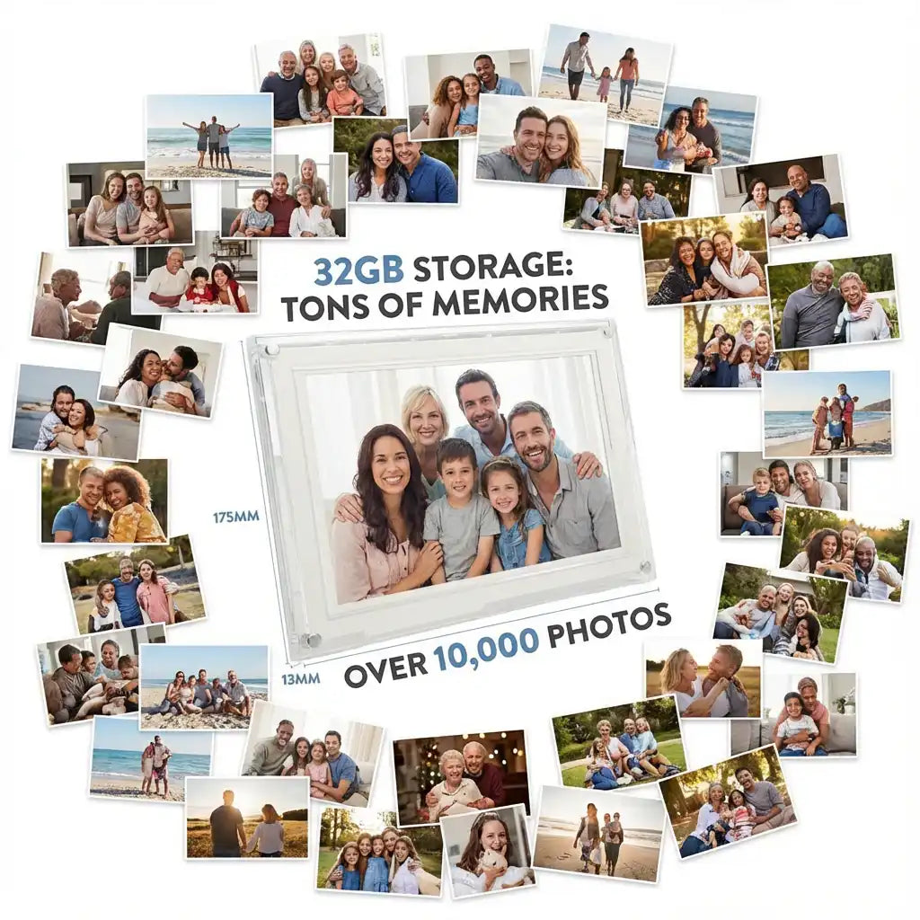 TUTT 10.1" Digital Photo Frame | Acrylic Clear Slim WiFi | IPS Touchscreen | 32GB Built-In Storage | Frameo App