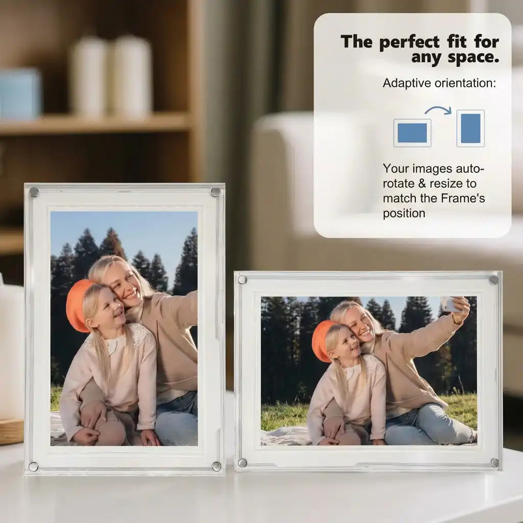 TUTT 10.1" Digital Photo Frame | Acrylic Clear Slim WiFi | IPS Touchscreen | 32GB Built-In Storage | Frameo App