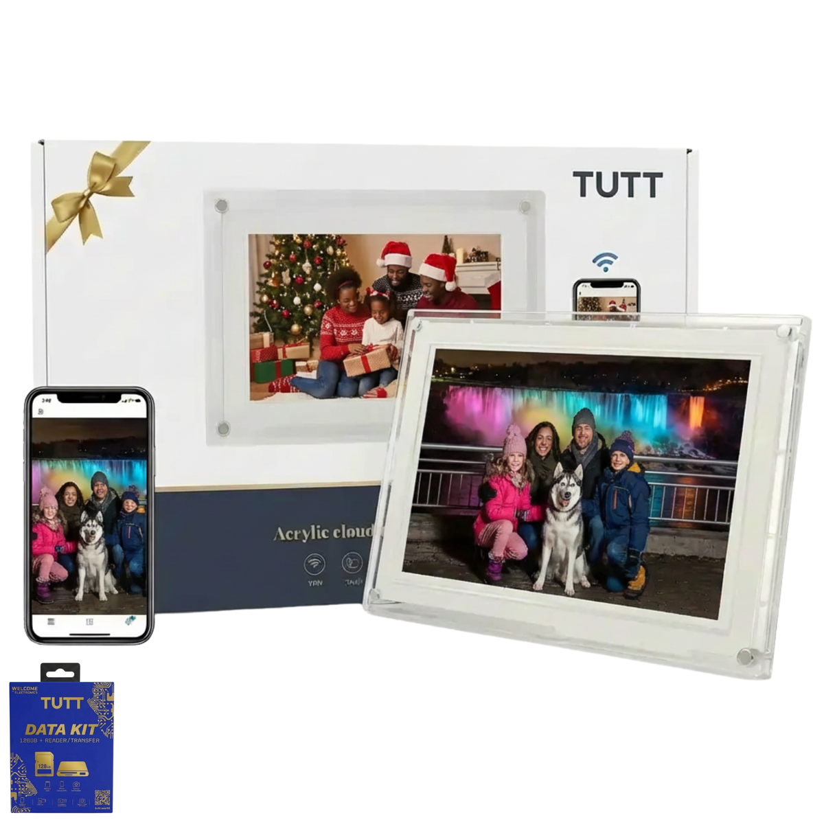 TUTT 10.1" Digital Photo Frame | Acrylic Clear Slim WiFi | IPS Touchscreen | 32GB Built-In Storage | Frameo App