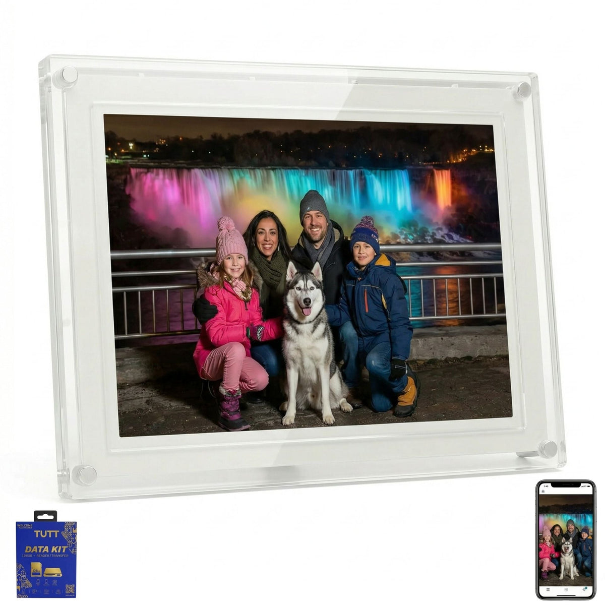 TUTT 10.1" Digital Photo Frame | Acrylic Clear Slim WiFi | IPS Touchscreen | 32GB Built-In Storage | Frameo App