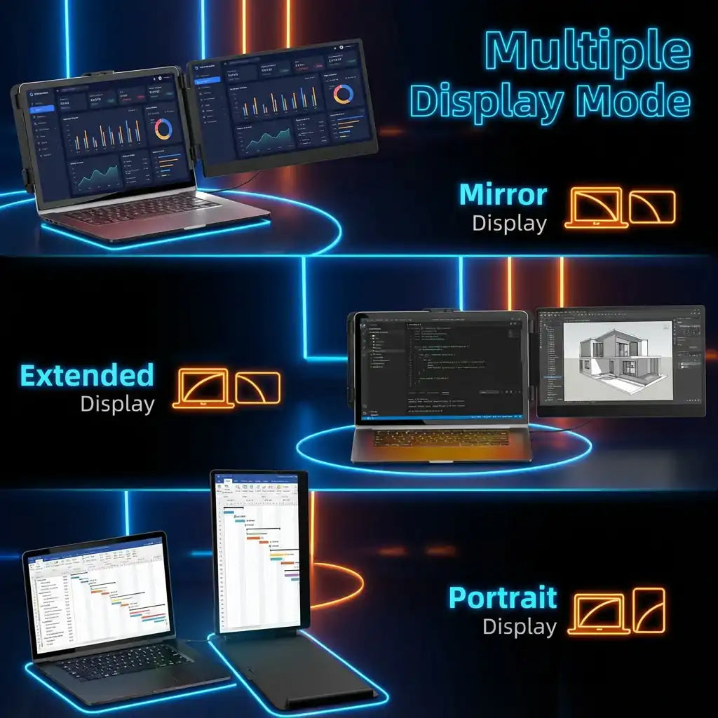 TUTT 14” Single Portable Monitor, Dual Screen Extender, Built-in Stand and Speakers, All Devices, S1