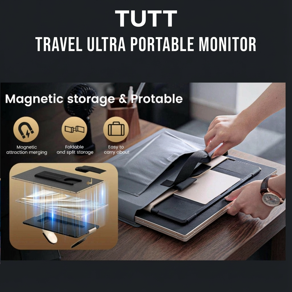 TUTT 15.6” FHD Portable Monitor – S6 Triple Screen Extender, USB-C/HDMI, 7 Viewing Modes | All Devices Compatible with Converter Cable (H5 Included)
