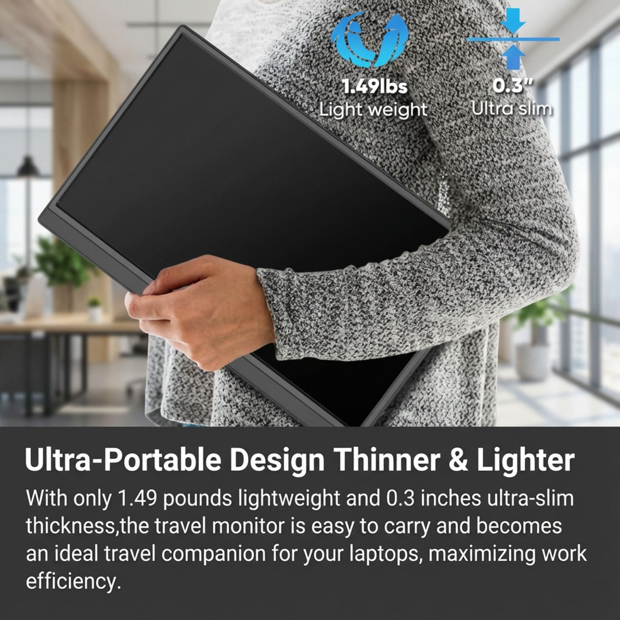 TUTT 15.6" Wireless Portable Monitor | Built-in Kickstand & Speaker | IPS LCD for Laptop and Mobile W8