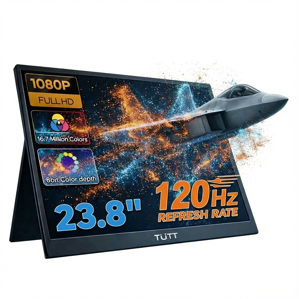 TUTT 23.8" Gaming Portable Monitor | 120Hz FHD Built-in Kickstand, Dual Speaker, VESA Mount S23