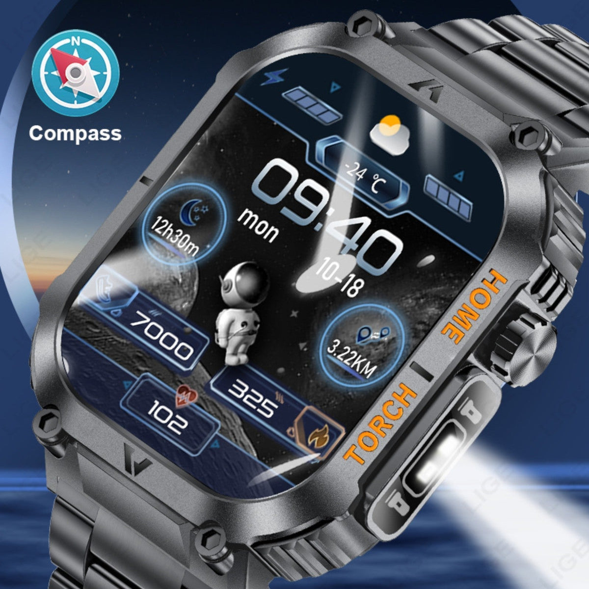 TUTT Military Smart Watch for Men | 3ATM Waterproof 1.96" Display, Health & Fitness Tracker iOS/Android, | B8