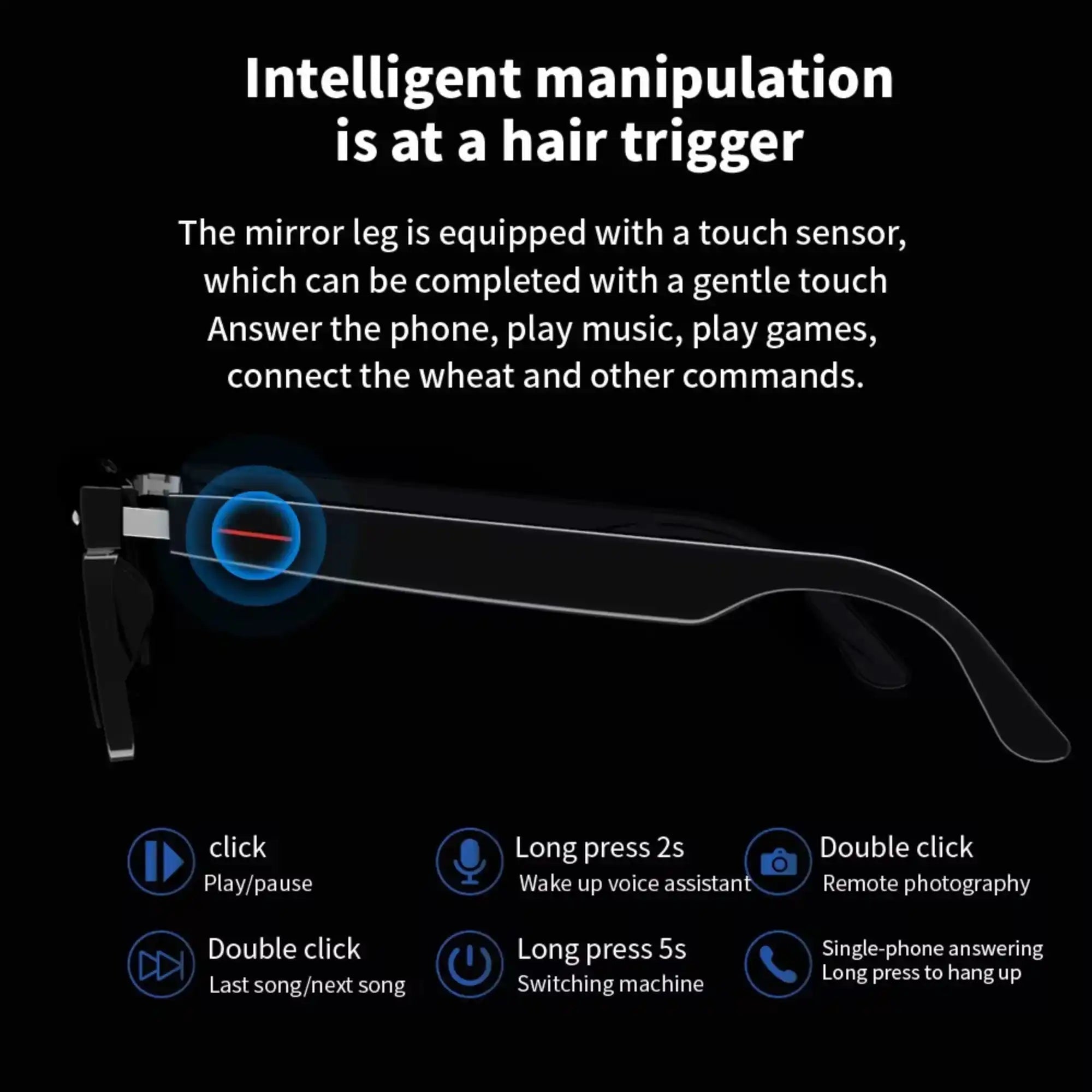 TUTT Bluetooth Smart Glasses Anti-Blue Ray UV | Wireless Call & Music AI Voice | Replaceable Lenses With Prescription