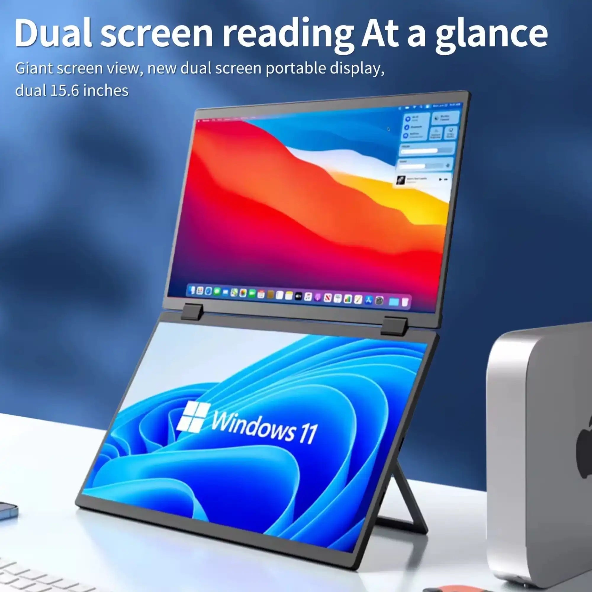 TUTT 18.5” Portable Monitor Dual-Screen E28 | 100Hz | IPS | USB-C & HDMI | No Driver