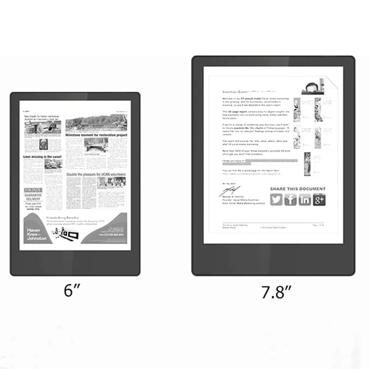 TUTT 6” eReader 32GB with Touchscreen | Ultra Light & Slim E-Ink E6