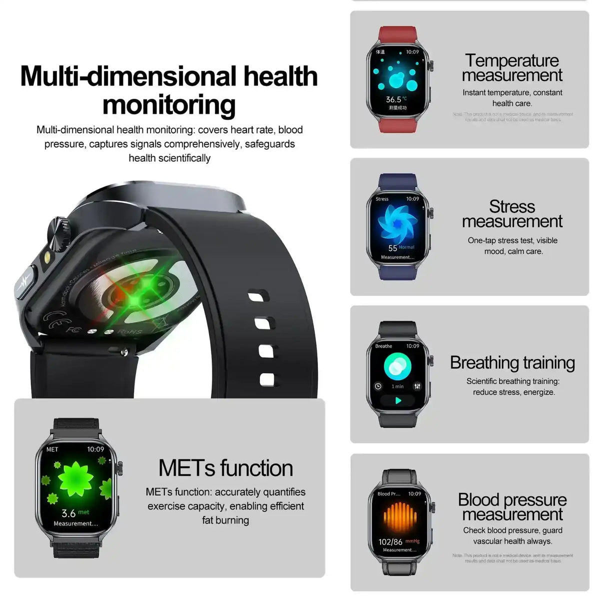 TUTT ECG Smart Watch with, AI Health Monitoring, Body Composition & Bluetooth Calling – 1.39” HD Display, IP68 Waterproof, 340mAh Batter E7
