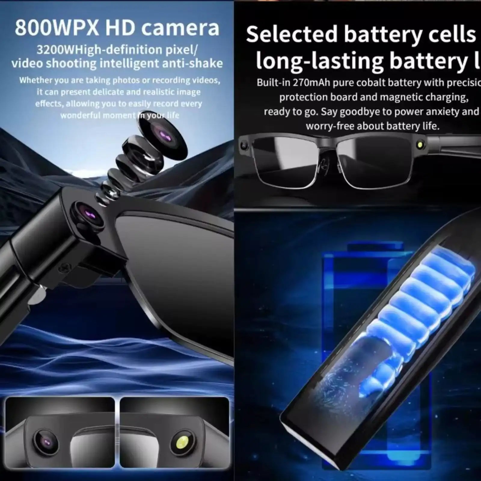 TUTT GS11 AI Glasses | HD Camera + AI Integration & Intelligent Object Recognition | Replaceable with Prescription Lenses