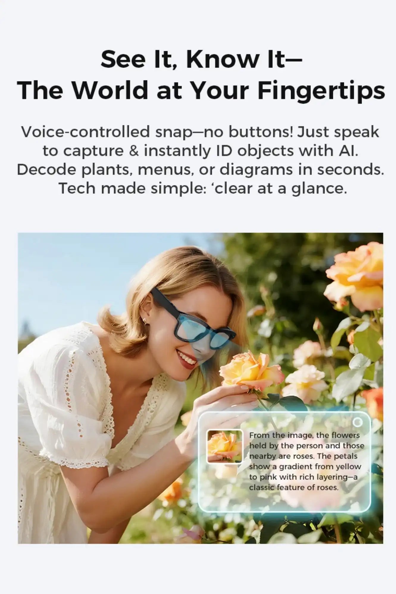 TUTT M1 AI Glasses with ChatGPT | 8MP Camera Photo & Video Smart Sunglasses | AI Translator, Music, Calls & Touch Control | Anti-Blue Light Lenses