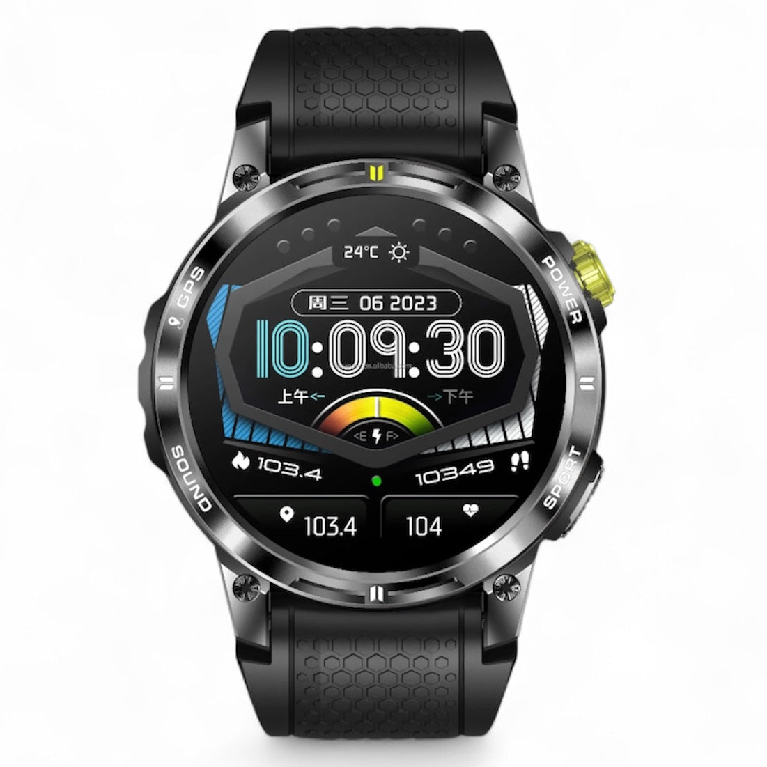 TUTT Rugged Smartwatch for Men Women | Compass GPS Exercise | AMOLED Metal Dial | 2 Military Straps | Always-On Display Long Battery Life | NX18 Pro